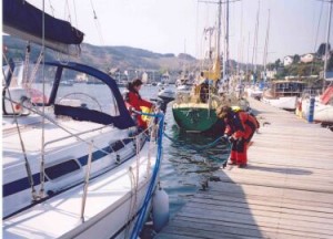 Rigging a stern spring